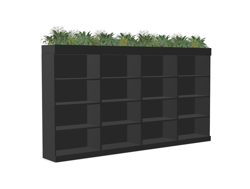 Ws.D Key Modular 4-Level Storage Wall with Open Units and Planters