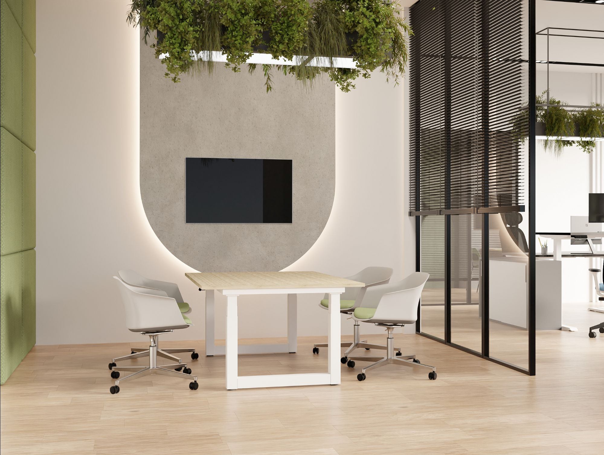 Ws.D Levo Chat Sit-Stand Meeting Room Table with Curved Edge