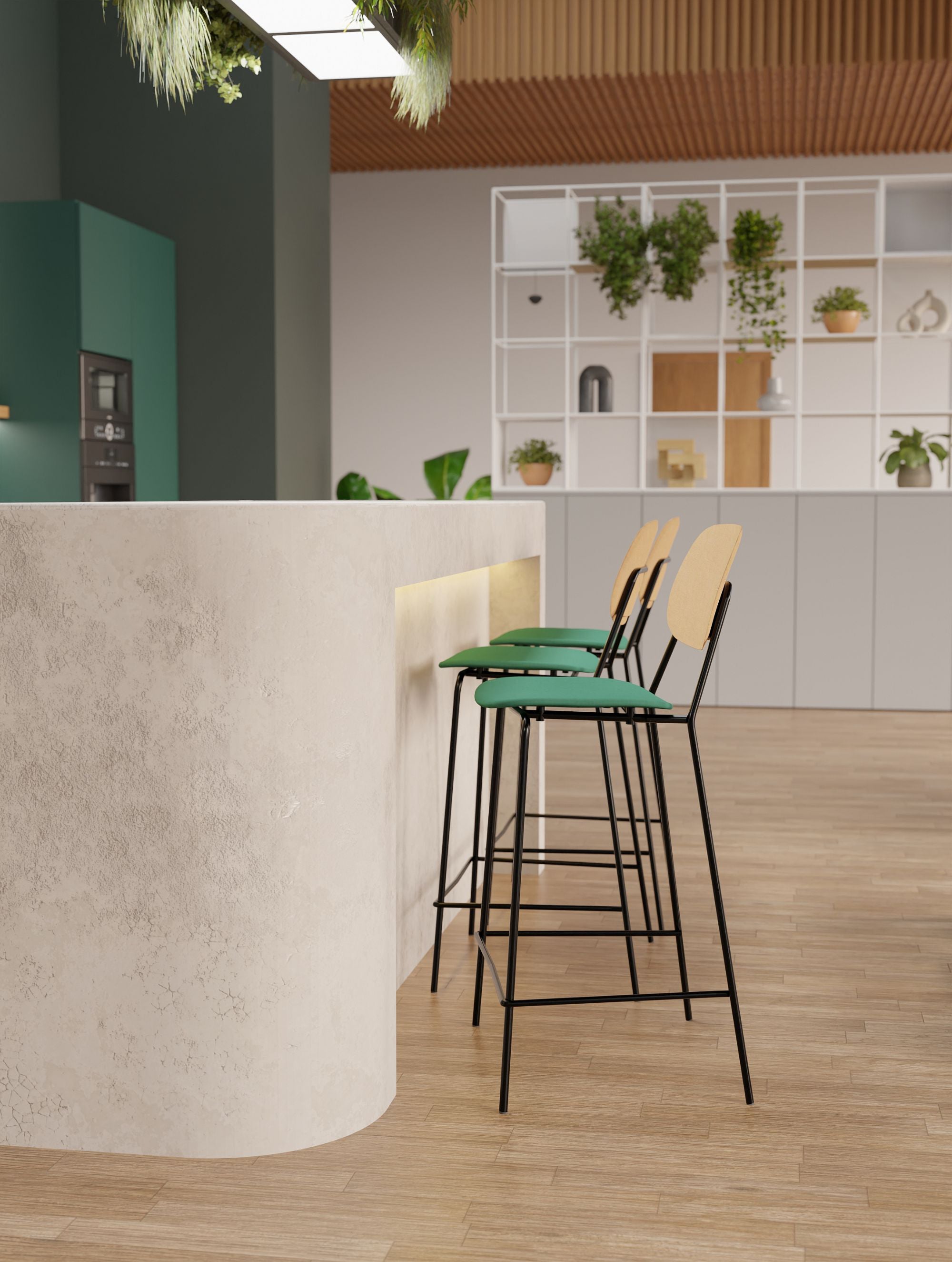 Ws.D Line High Stool with Padded Seat