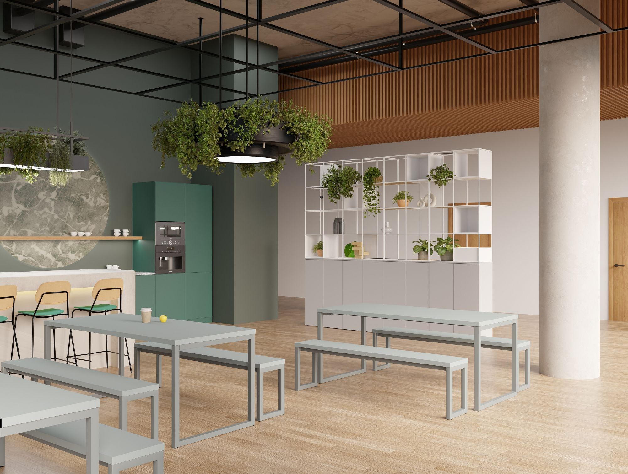 Ws.D Nestro Metal 3-Piece Canteen Table with Straight Leg