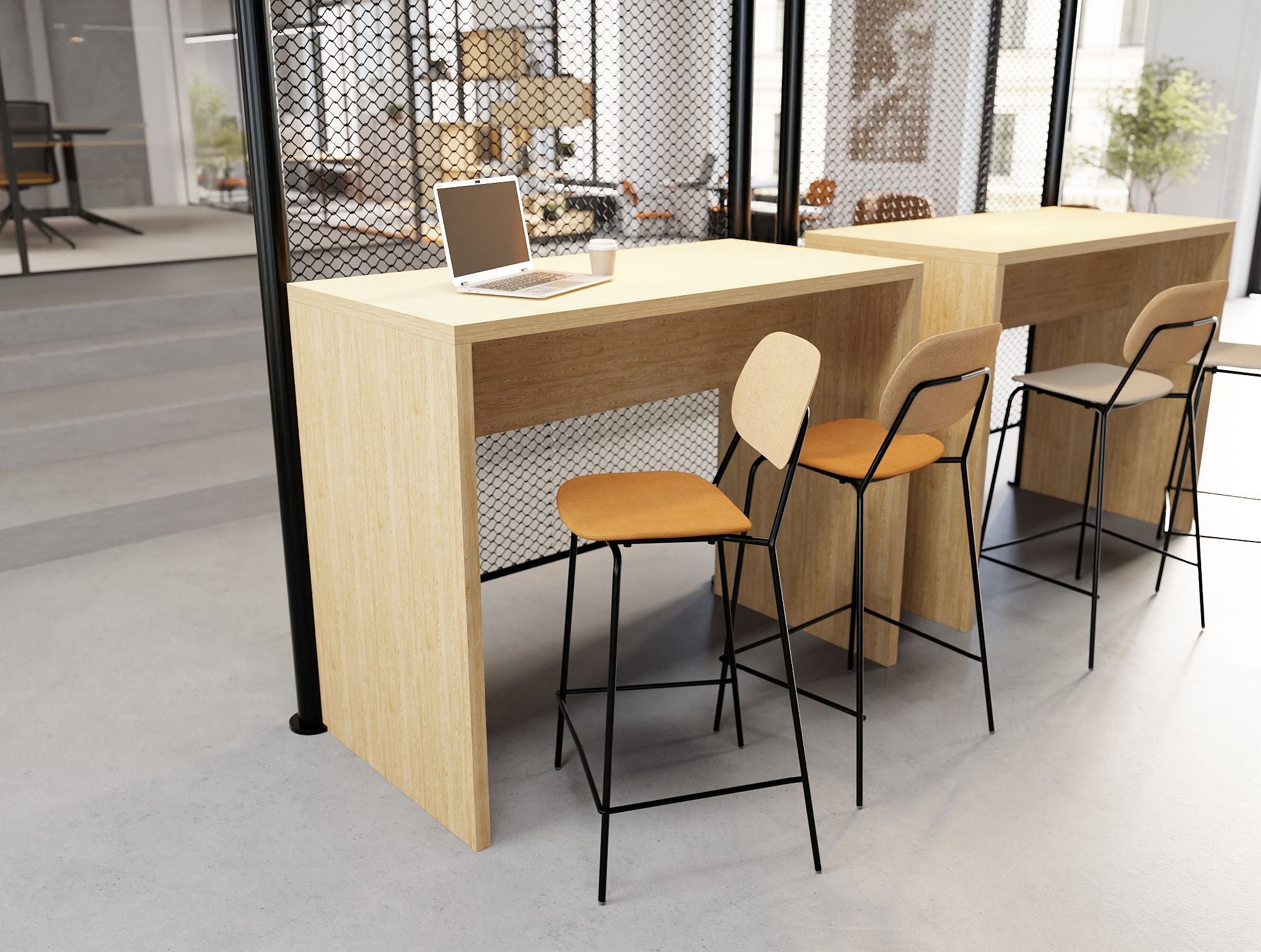 Ws.D Nestro Slab Leg Canteen Table and Bench Seating