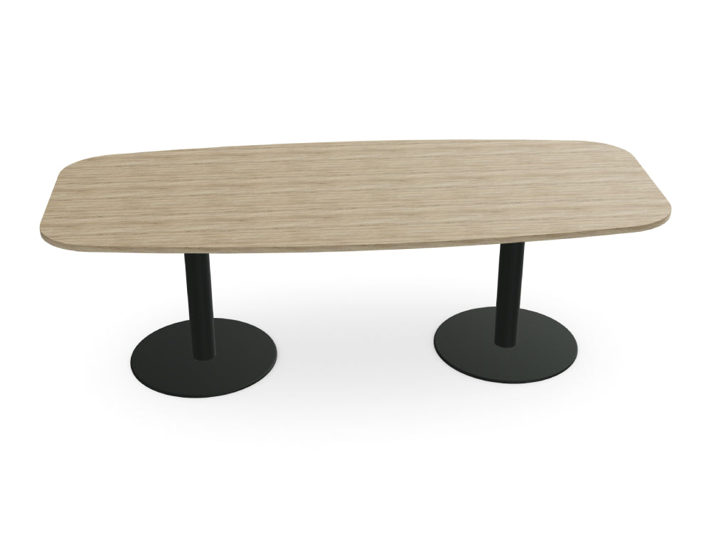Ws.D Nexis Double Cylinder Base Table with Barrel Curved Edge Table Top