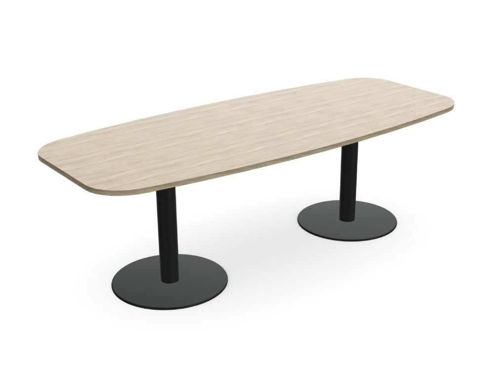 Ws.D Nexis Double Cylinder Base Table with Barrel Curved Edge Table Top