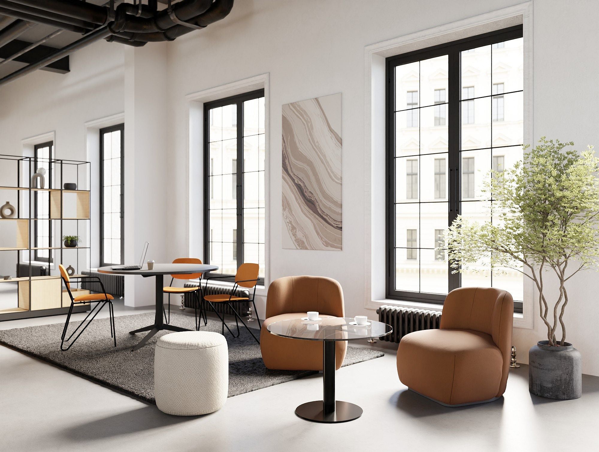 Ws.D Nexis Cylinder Base Table with Round Table Top Monocolour