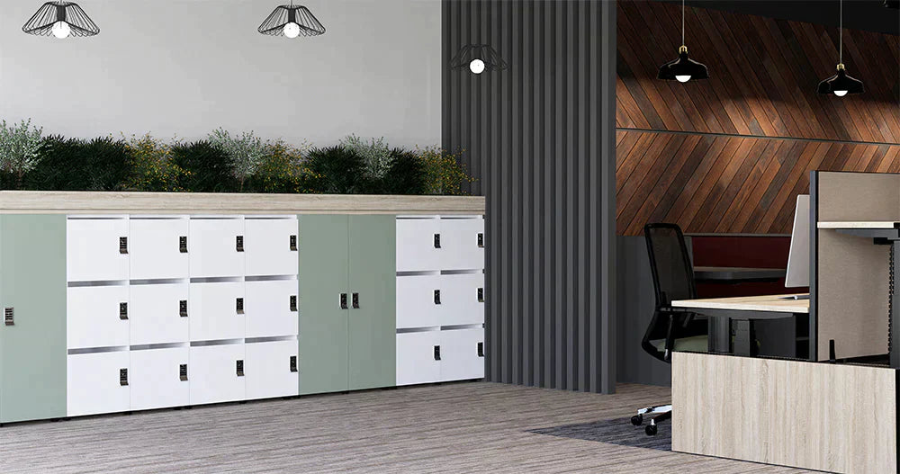 Ws.D Uno 40-Door Locker System with Sitting Alcove