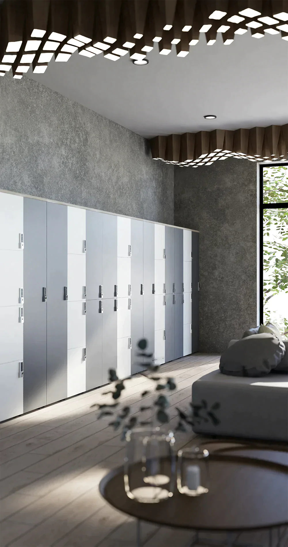 Ws.D Uno 24-Door Locker System with Barrel Locks, Numbers and Planters ...