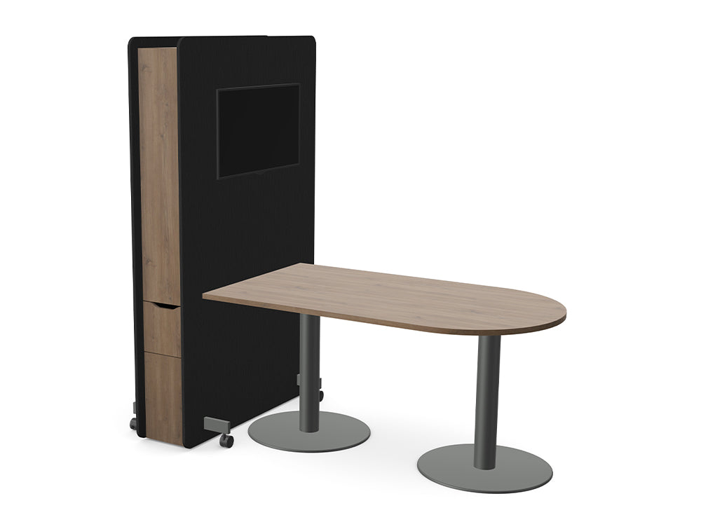 Ws.D Confer Upholstered Media Wall with Nexis Media Table