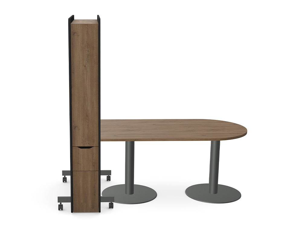 Ws.D Confer Upholstered Media Wall with Nexis Media Table