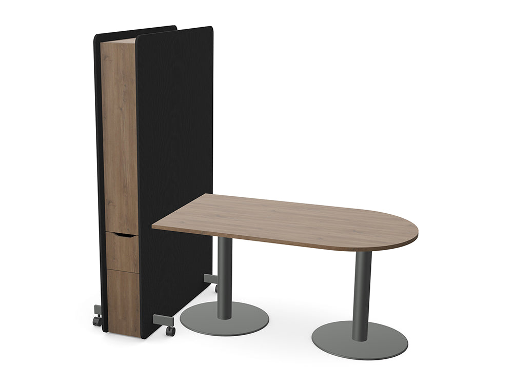 Ws.D Confer Upholstered Media Wall with Nexis Media Table