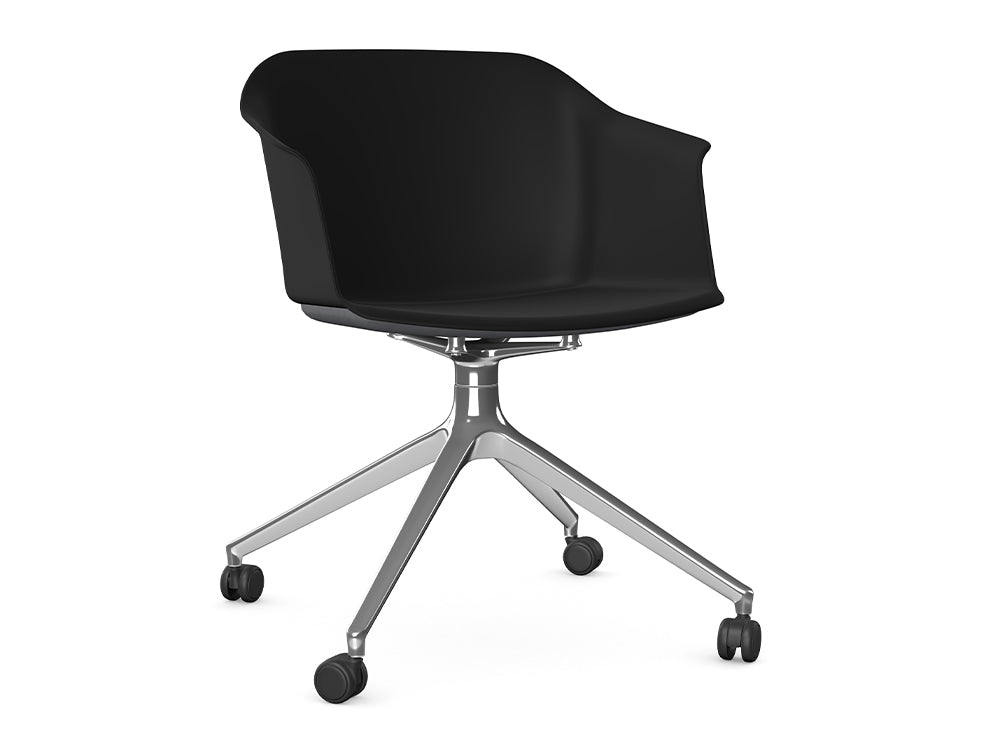 Ws.D Jupiter Chair with Polished Aluminium Pyramid Castor Base
