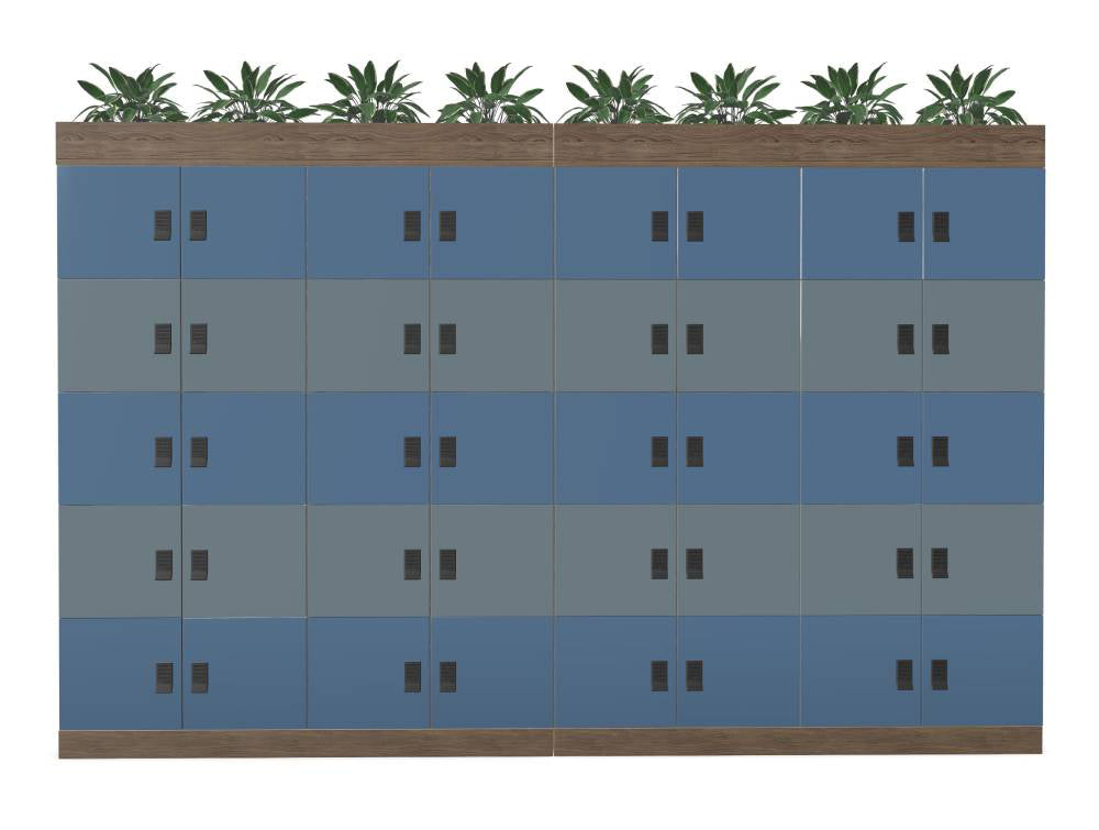 Ws.D Uno 40-Door Locker System with Motorised Digilock and Planter