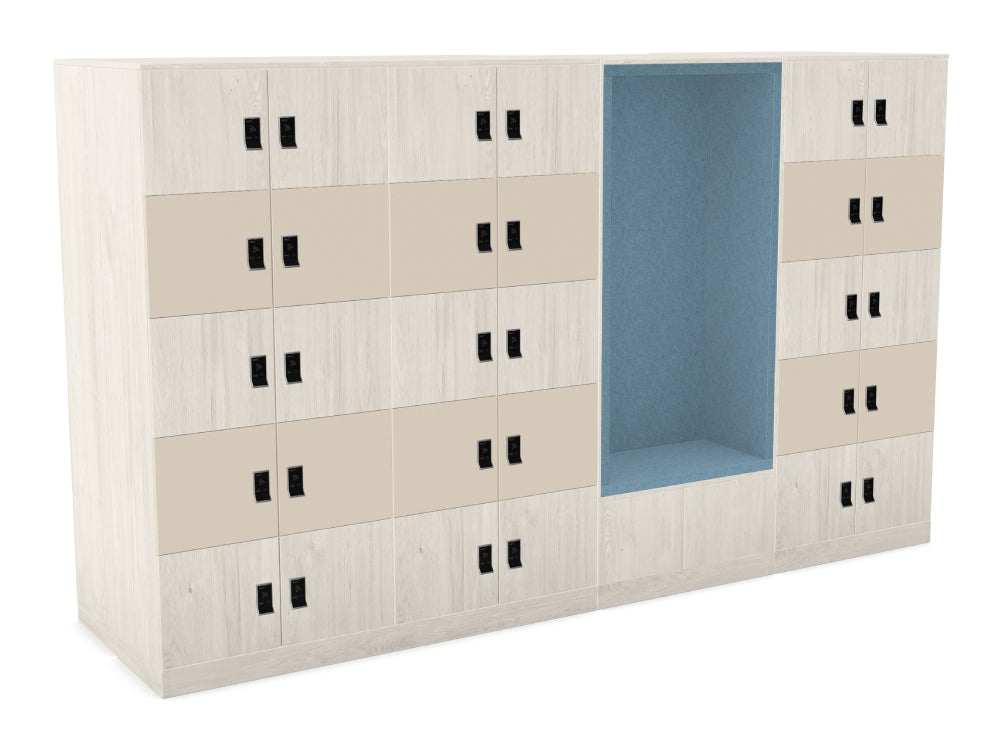 Ws.D Uno 50-Door Back-to-Back Locker System with Motorised RFID Locks and Alcoves