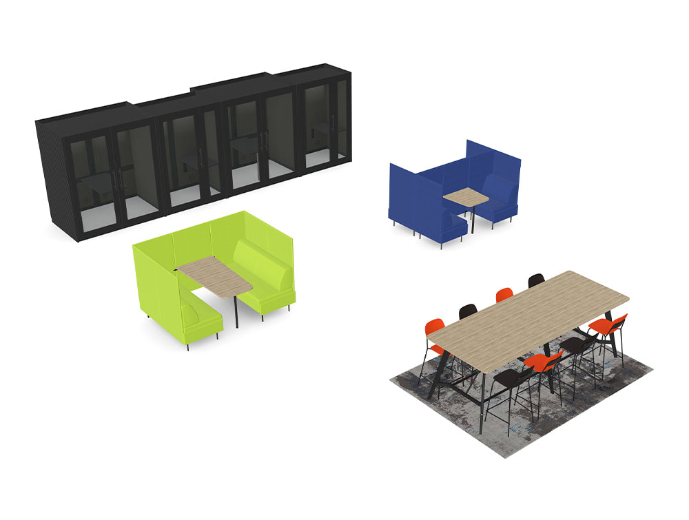 Ws.D Breakout Area with High Seating and Meeting Pods
