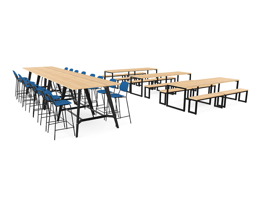 Ws.D High Capacity Canteen with Bench Seating and High Tables