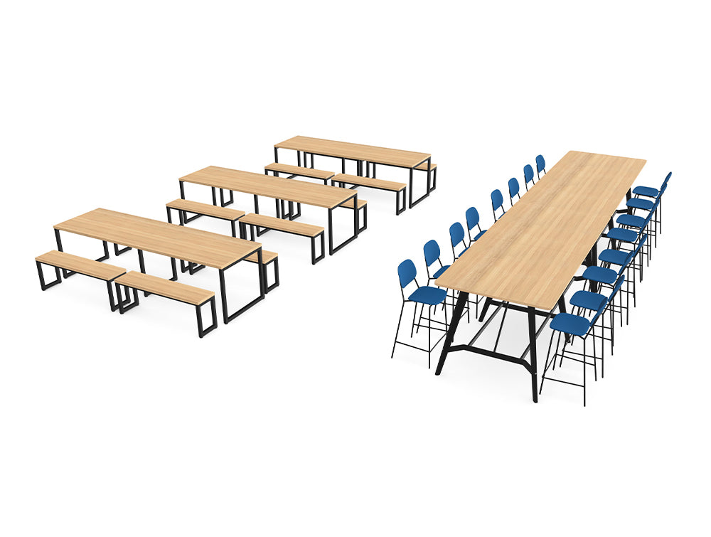 Ws.D High Capacity Canteen with Bench Seating and High Tables