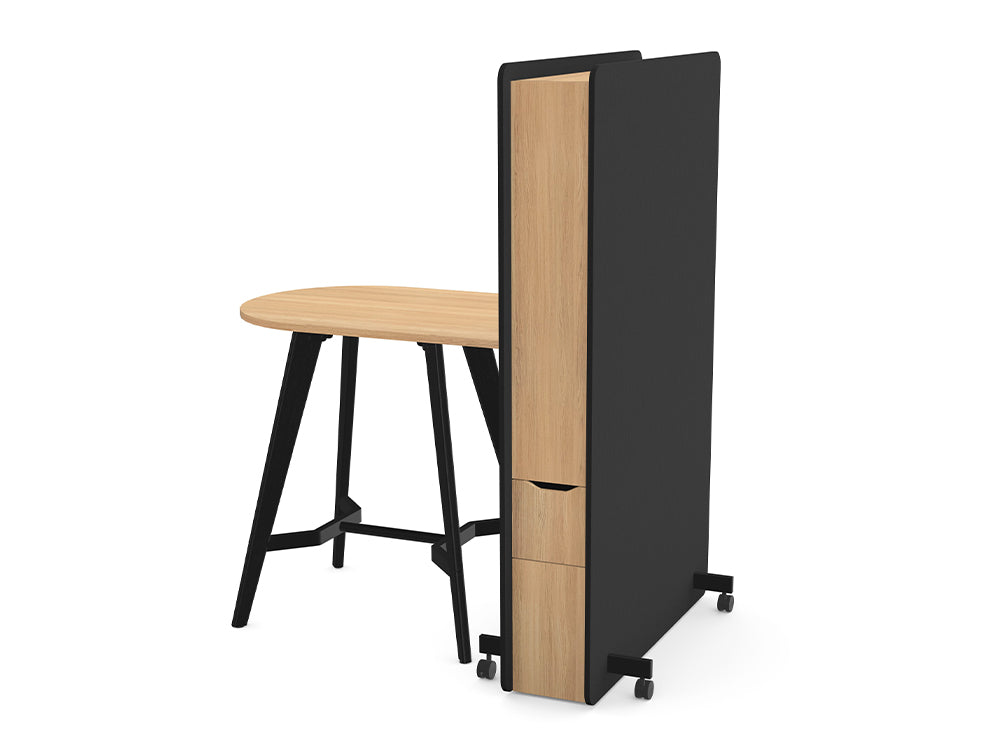 Ws.D Confer Upholstered Media Wall with Alega Poseur Media Table