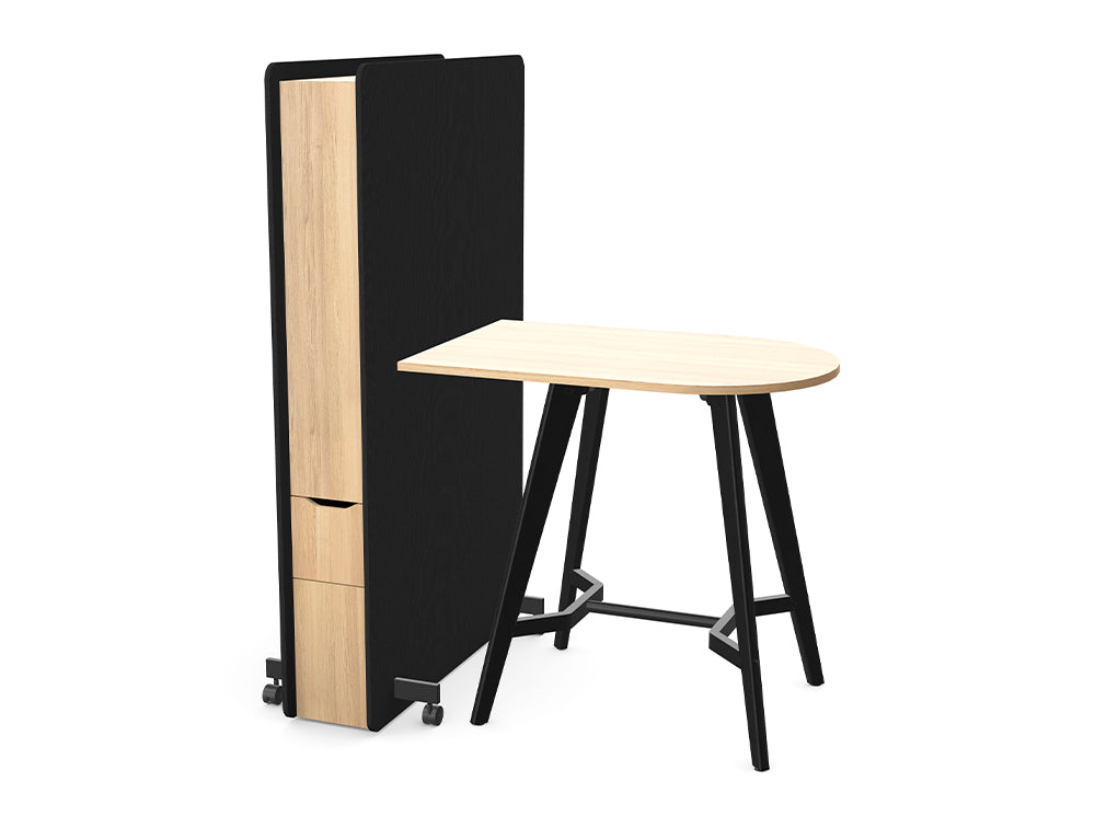 Ws.D Confer Upholstered Media Wall with Alega Poseur Media Table