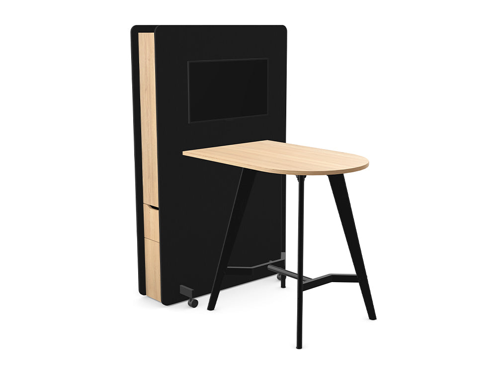 Ws.D Confer Upholstered Media Wall with Alega Poseur Media Table