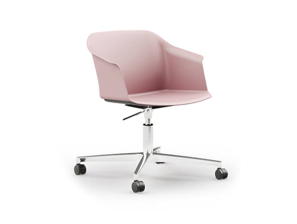 Ws.D Jupiter Chair with Polished Aluminium Four Star Castor Base