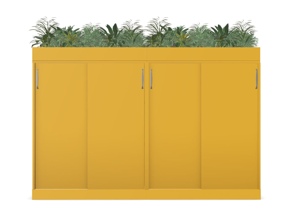 Ws.D Key Storage Modular 4-Level Back-2-Back Sliding Cabinet with Planters On Top