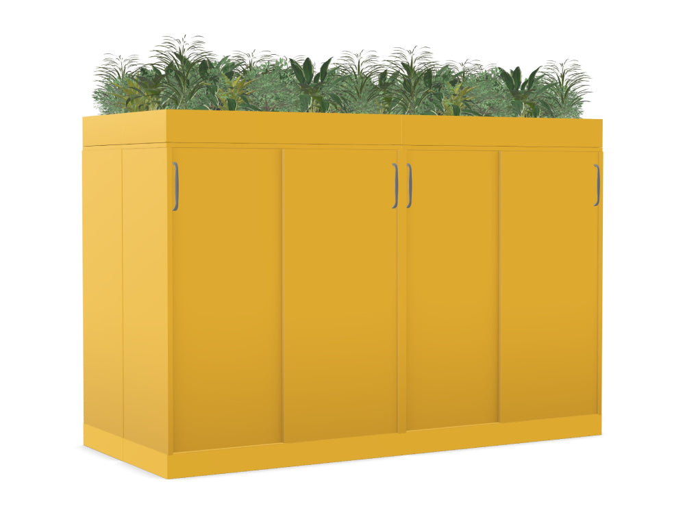 Ws.D Key Storage Modular 4-Level Back-2-Back Sliding Cabinet with Planters On Top