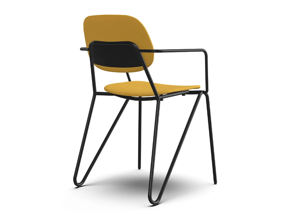 Ws.D Line Upholstered Chair with Curved Legs and Armrest