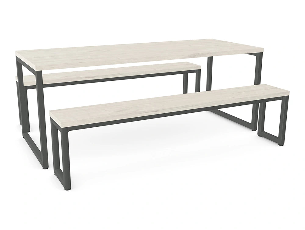 Ws.D Nestro Canteen Table and Bench Set with Closed Metal Legs