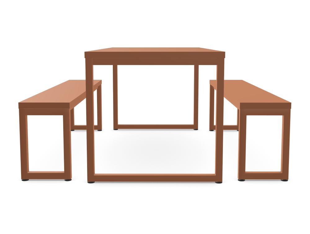 Ws.D Nestro Monocolour Closed Metal Leg Canteen Table and Bench Seating