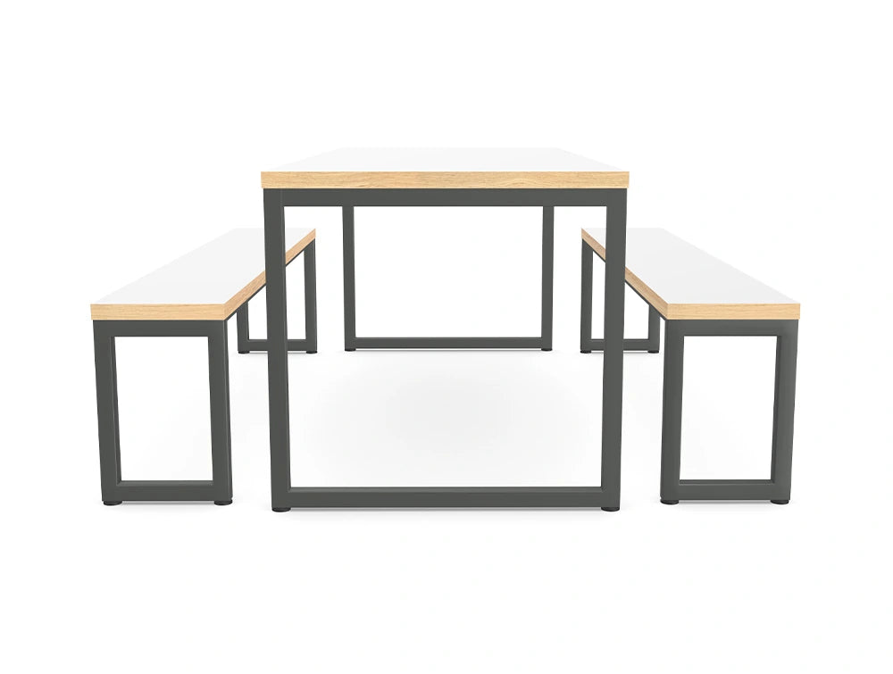 Ws.D Nestro Closed Metal Leg Canteen Table and Bench Set with Alternative Edging