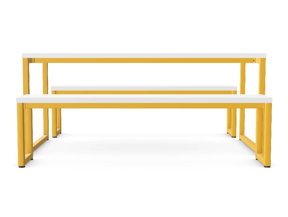 Ws.D Nestro Closed Metal Leg Canteen Table and Bench Seating
