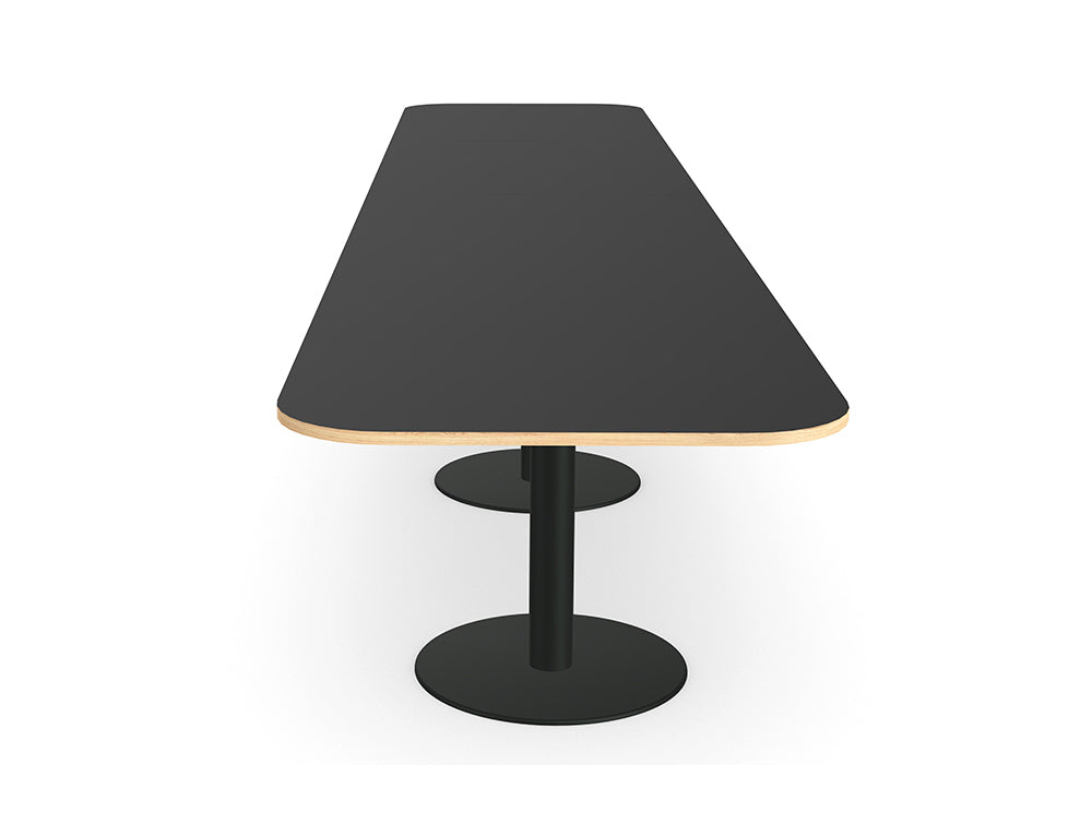 Ws.D Nexis Quadruple Cylinder Base Table with Rectangle Curved Edge Table Top