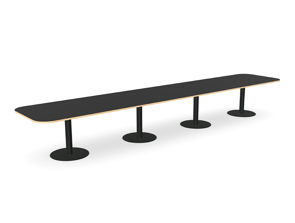 Ws.D Nexis Quadruple Cylinder Base Table with Rectangle Curved Edge Table Top
