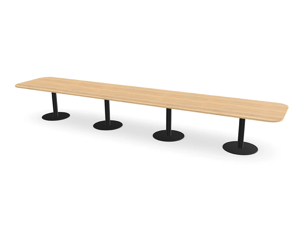 Ws.D Nexis Quadruple Cylinder Base Table with Rectangle Curved Edge Table Top