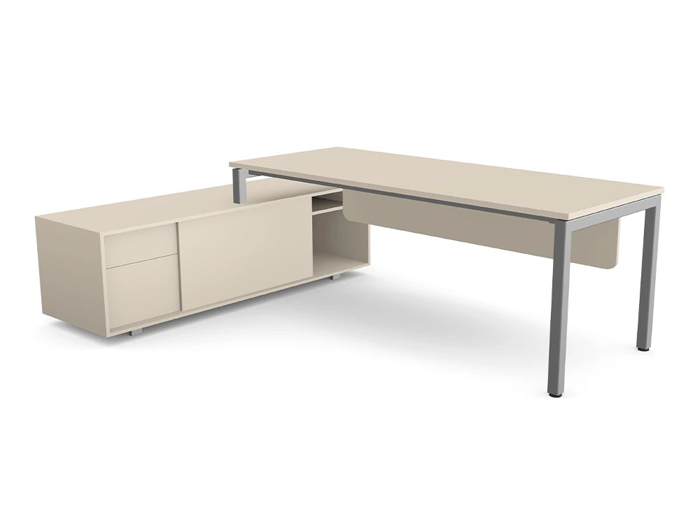 Ws.D Profil Executive Desk with Sharp Edge Credenza - Left