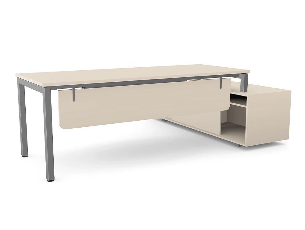 Ws.D Profil Executive Desk with Sharp Edge Credenza - Left