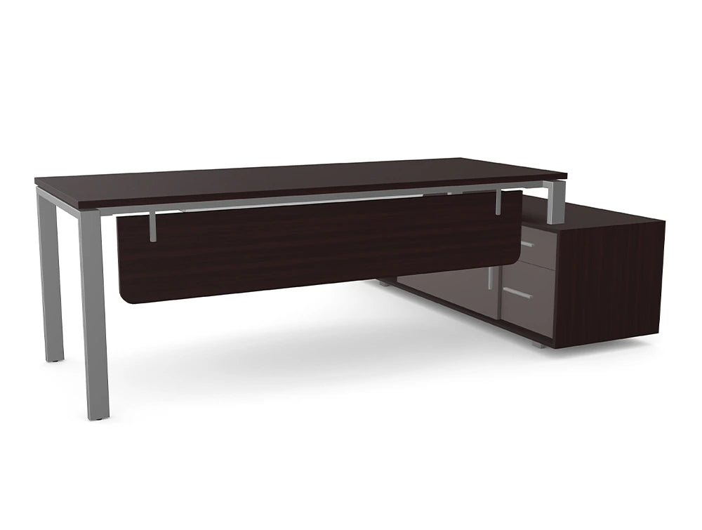 Ws.D Profil Executive Desk with Sharp Edge Credenza - Right