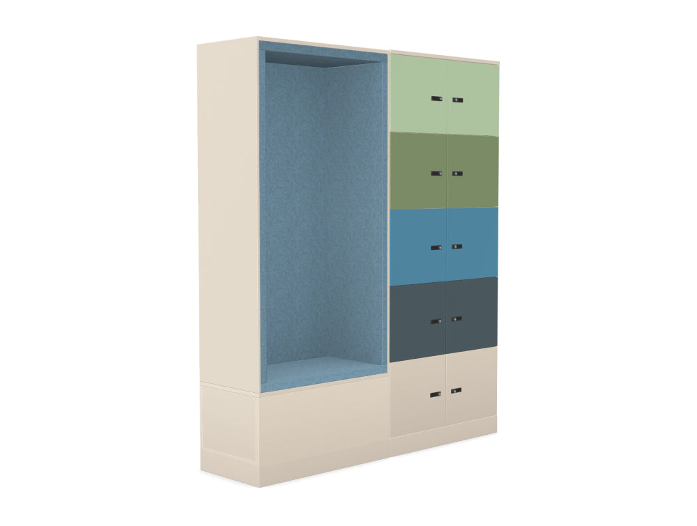 Ws.D Uno 10-Door Locker System with Combination Lock and Sitting Alcove