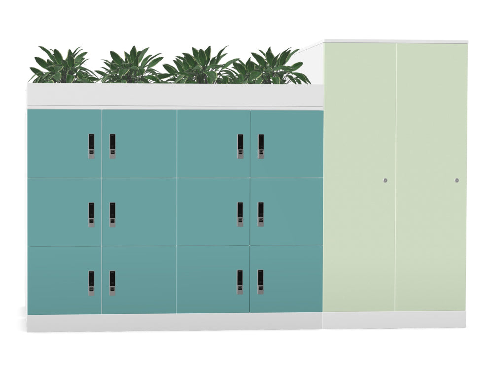 Ws.D Uno 24-Door Back-to-Back Locker with Planters and Storage