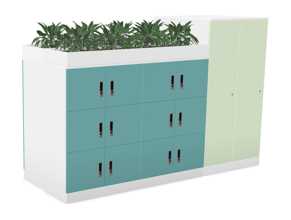 Ws.D Uno 24-Door Back-to-Back Locker with Planters and Storage