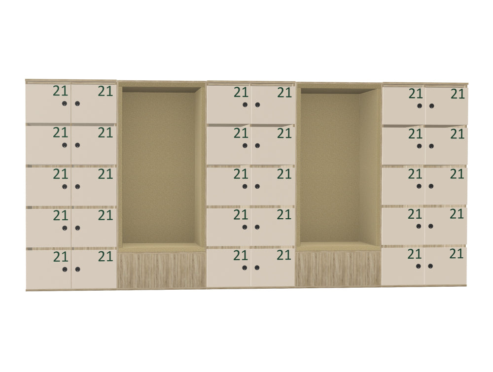 Ws.D Uno 30-Door Mailbox Front Locker System with Combination Lock, Numbers and Sitting Alcoves