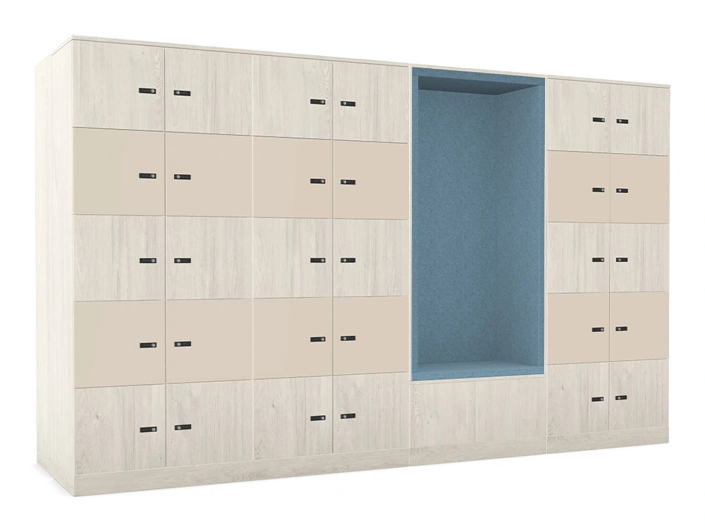 Ws.D Uno 50-Door Back-to-Back Locker System with Locks and Alcoves