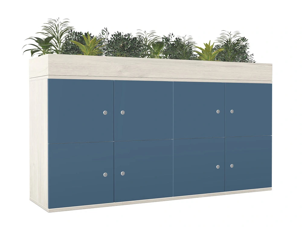 Ws.D Uno 8-Door Locker End-of-Desk with Standard Barrel Lock and Planter
